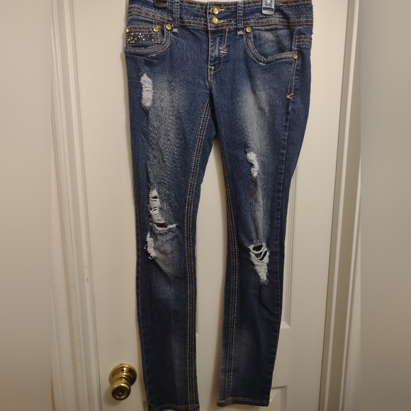 Distress jeans with Rhinestones - Picture 1 of 3